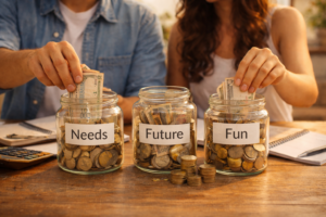 तीन हिस्सों में पैसा बाँटना: हर रुपये को उसकी जगह देना